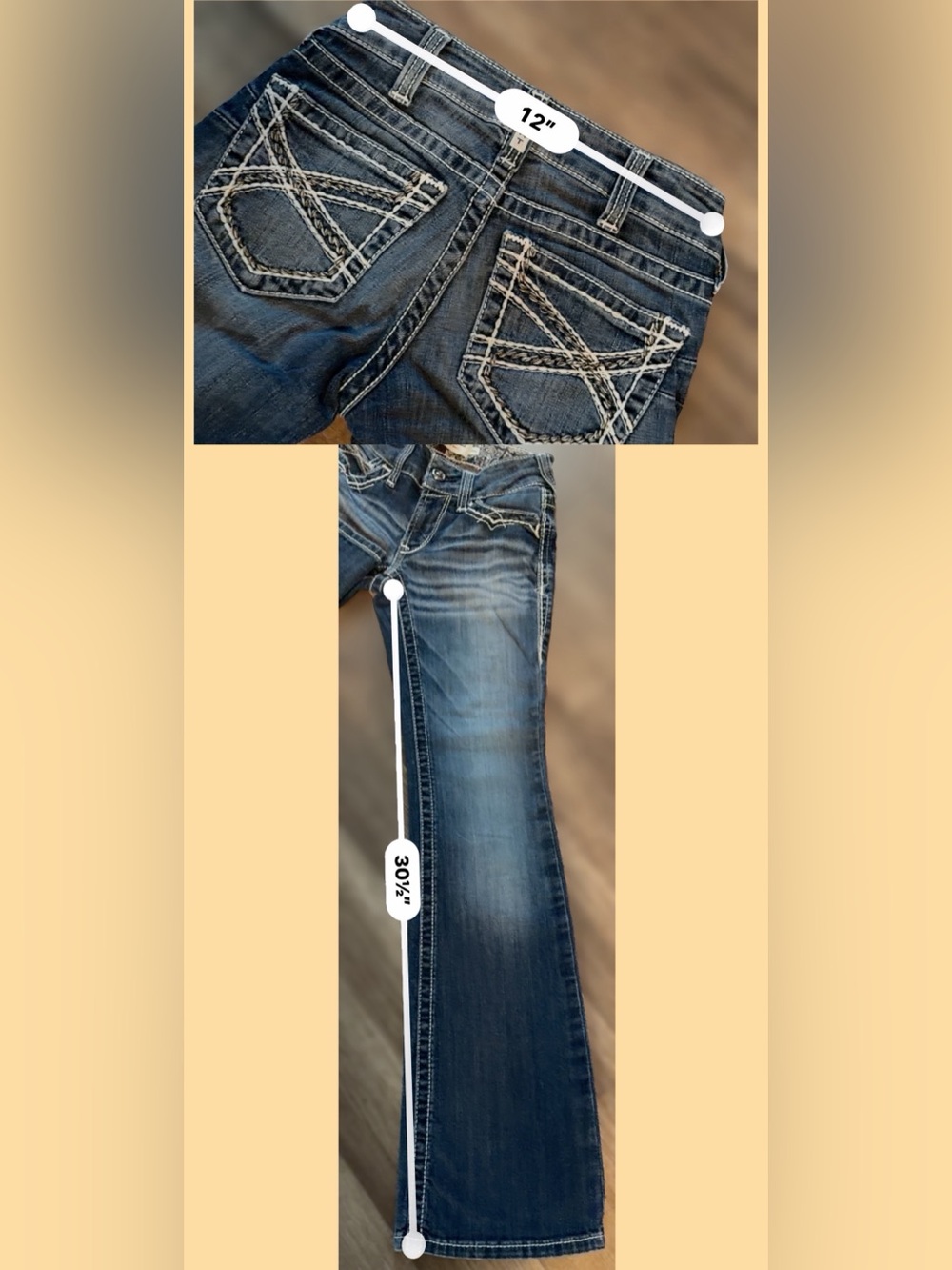 Ariat R.E.A.L. Denim Low Rise Boot Cut Jeans Women’s Size 24R Dark Wash Western - Picture 9 of 9
